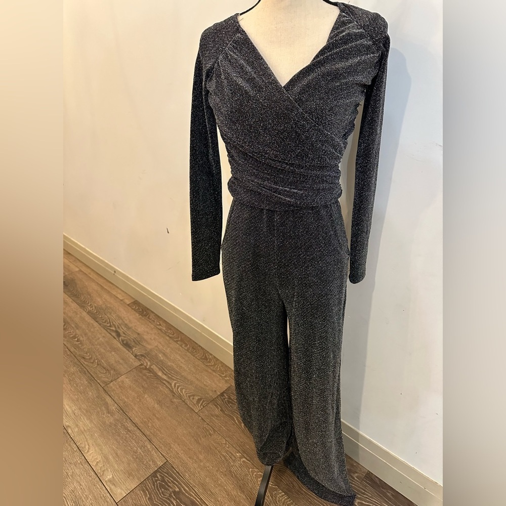 ACW Ardene sparkly top and pants SZ Small jumpsuit and crop top black